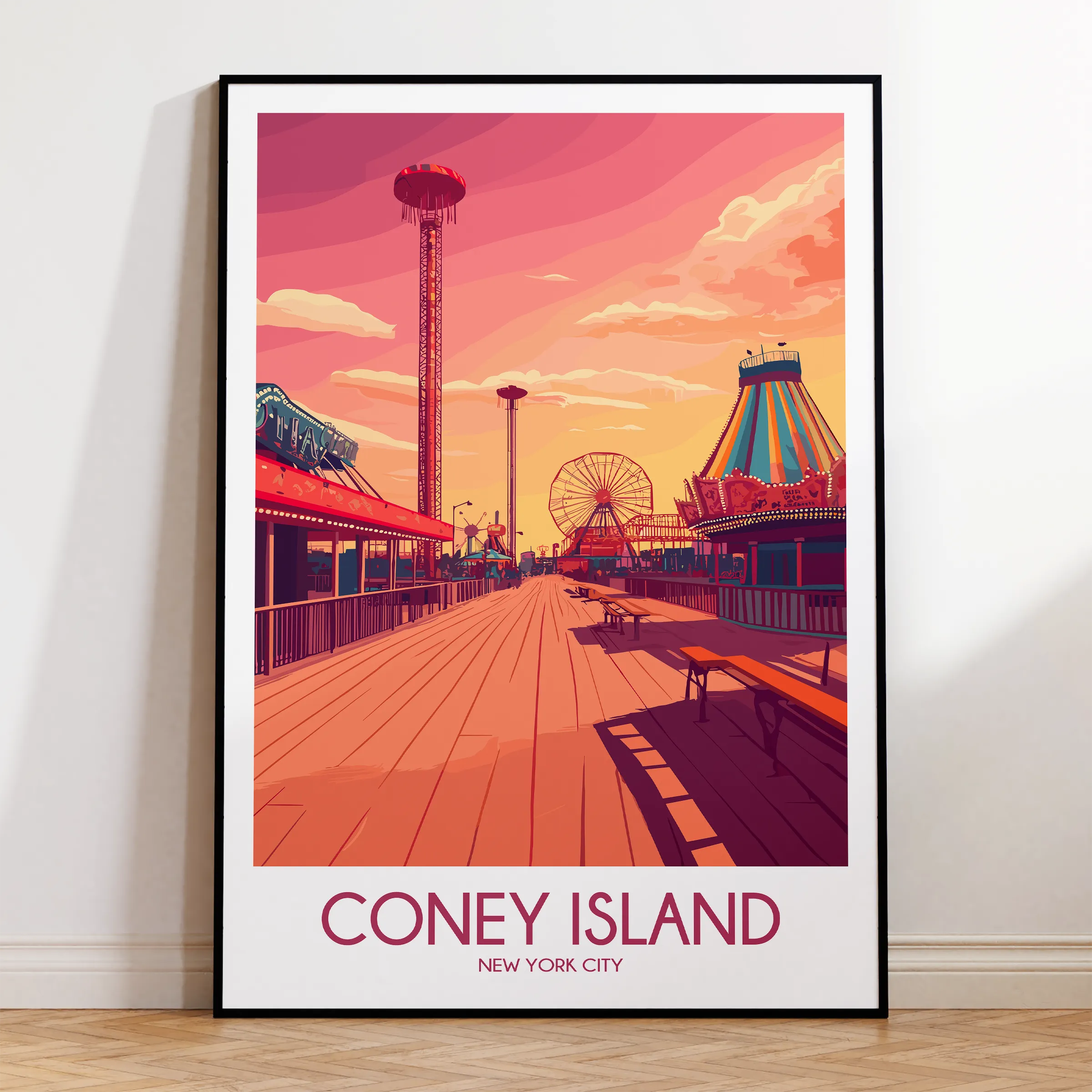 Coney Island Minimalist Wall Art