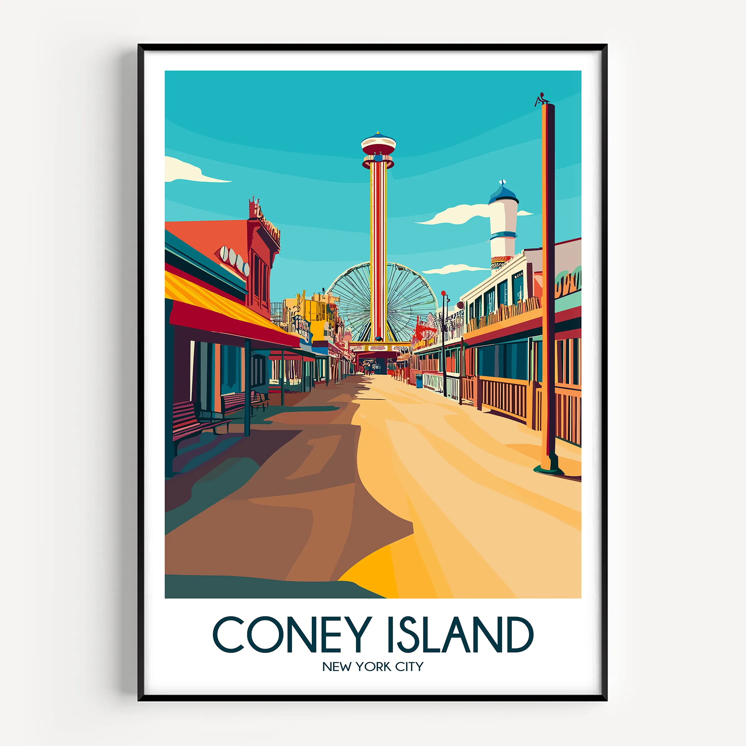 Coney Island Minimalist Wall Art