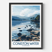 Coniston Water Retro Travel Illustration