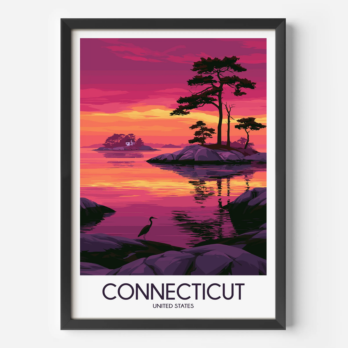 Connecticut Retro Travel Illustration