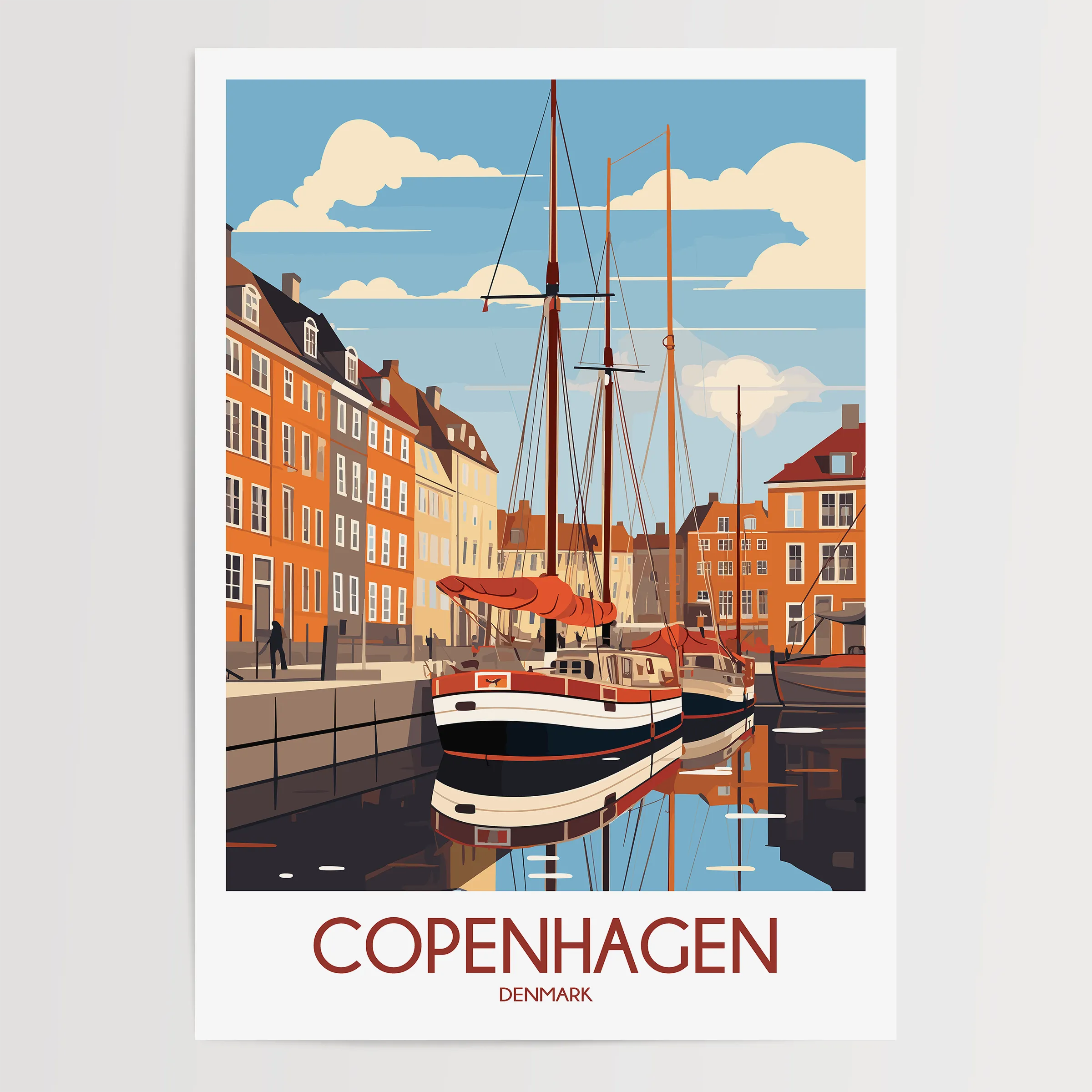 Copenhagen Vintage Style Print