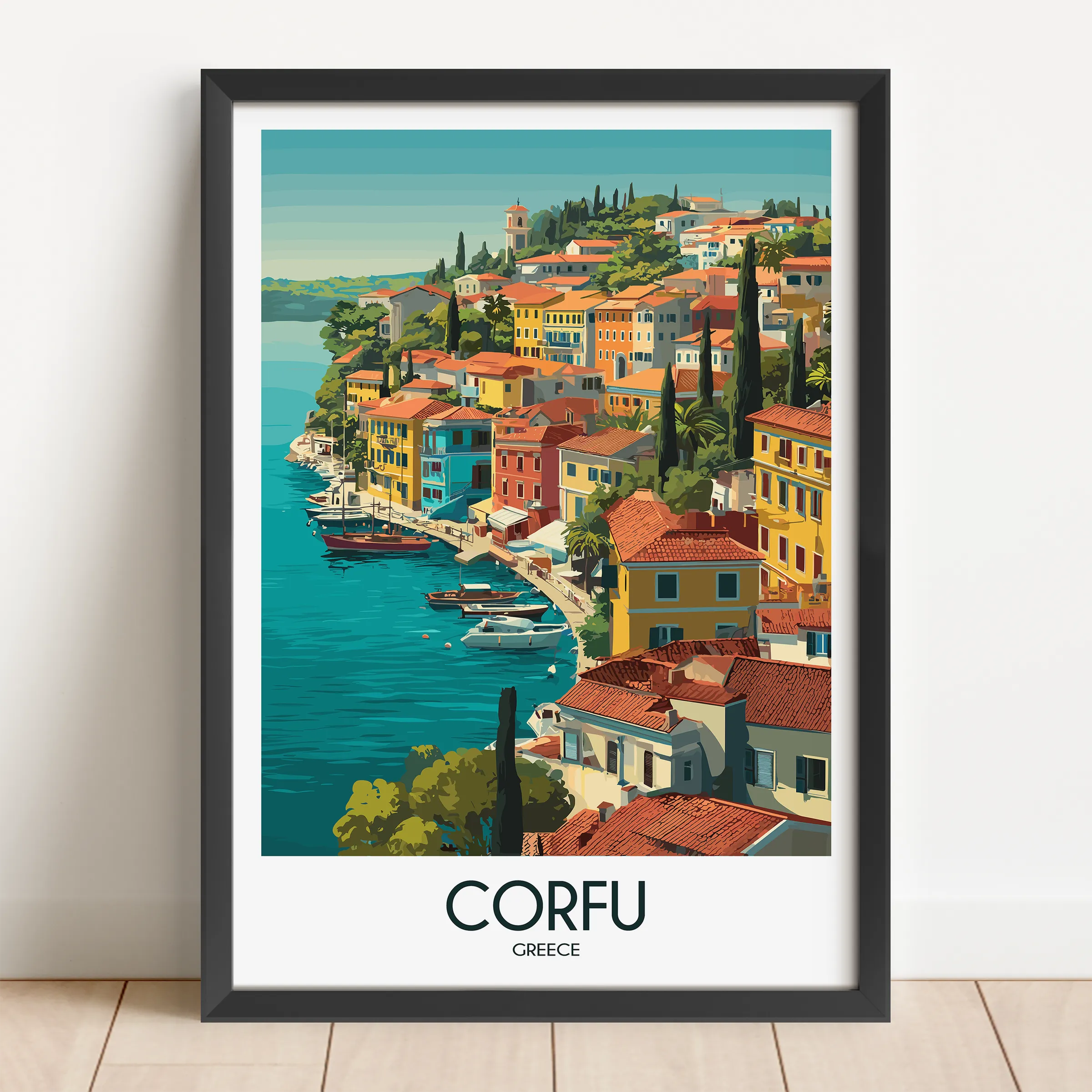 Corfu Modern Travel Poster