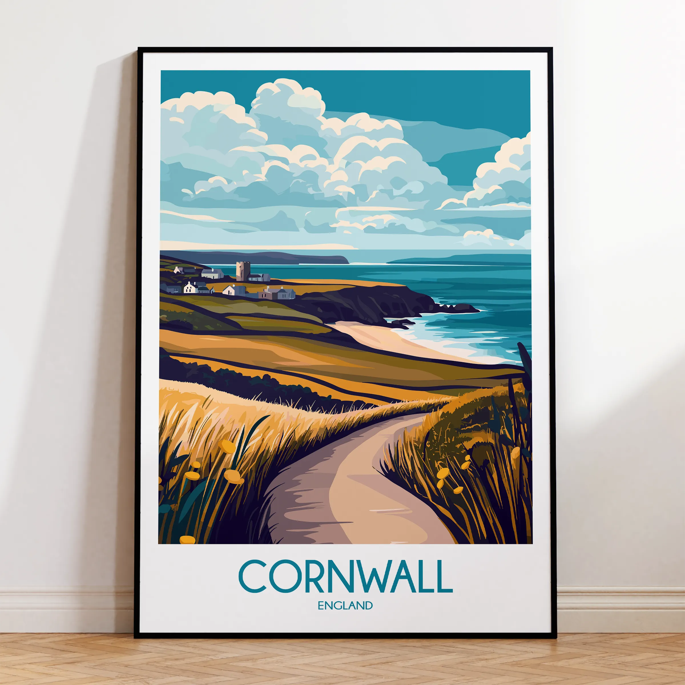 Cornwall Retro Travel Illustration