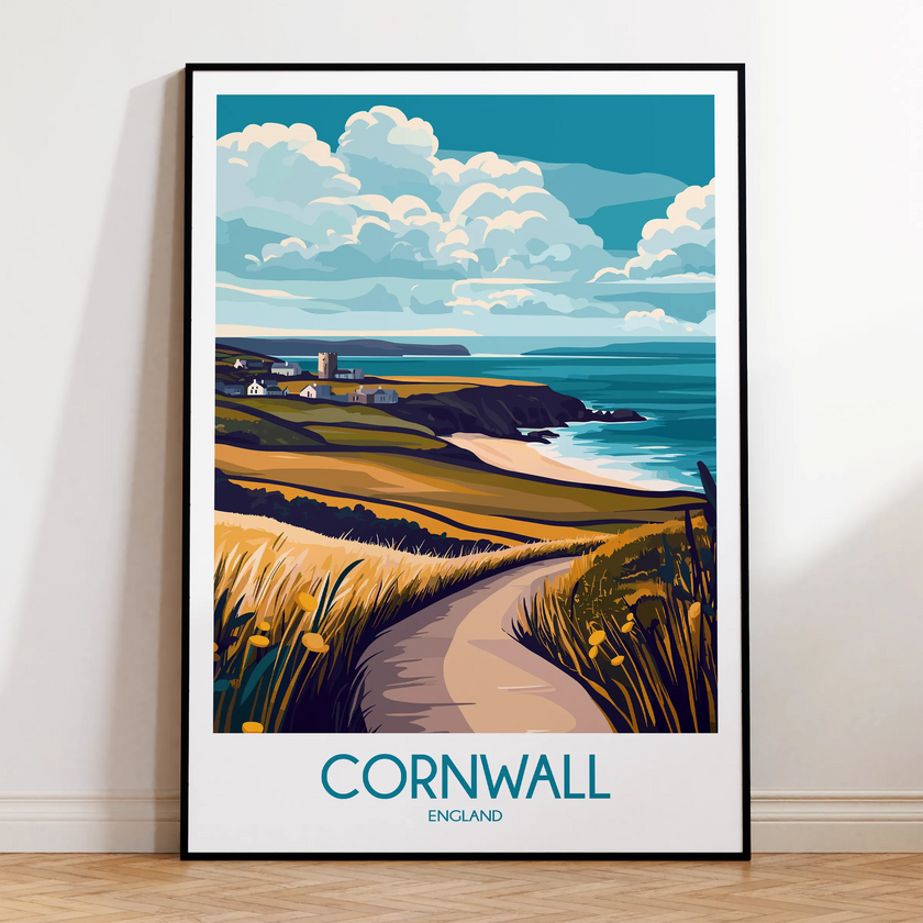 Cornwall Retro Travel Illustration
