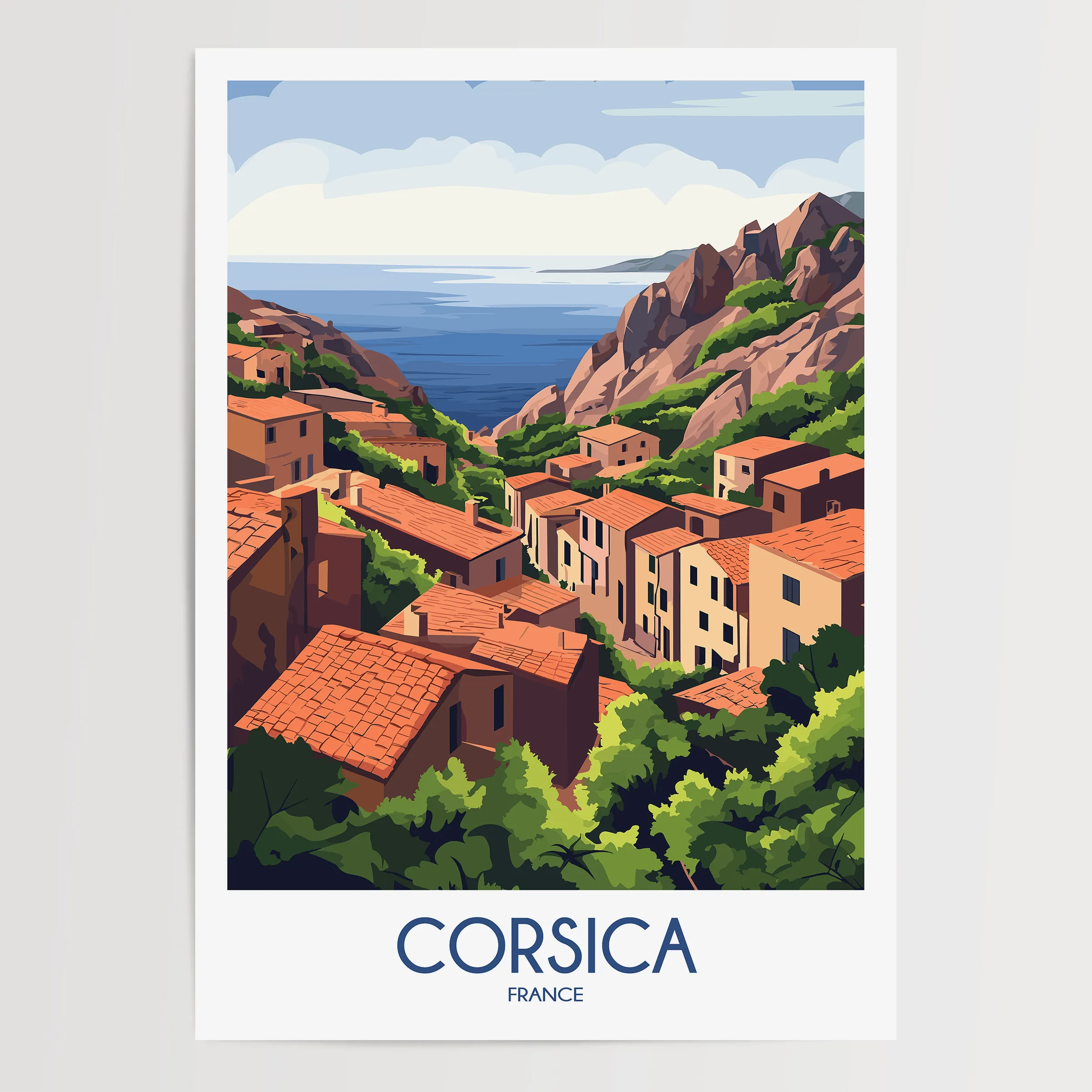 Corsica Retro Travel Illustration