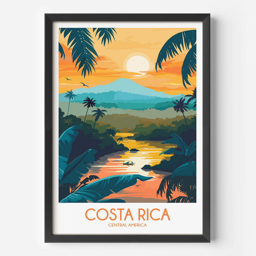 Costa Rica Vintage Style Print