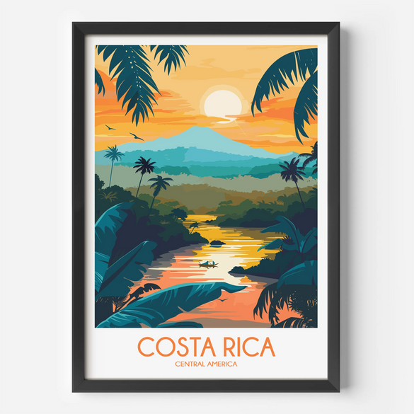 Costa Rica Vintage Style Print