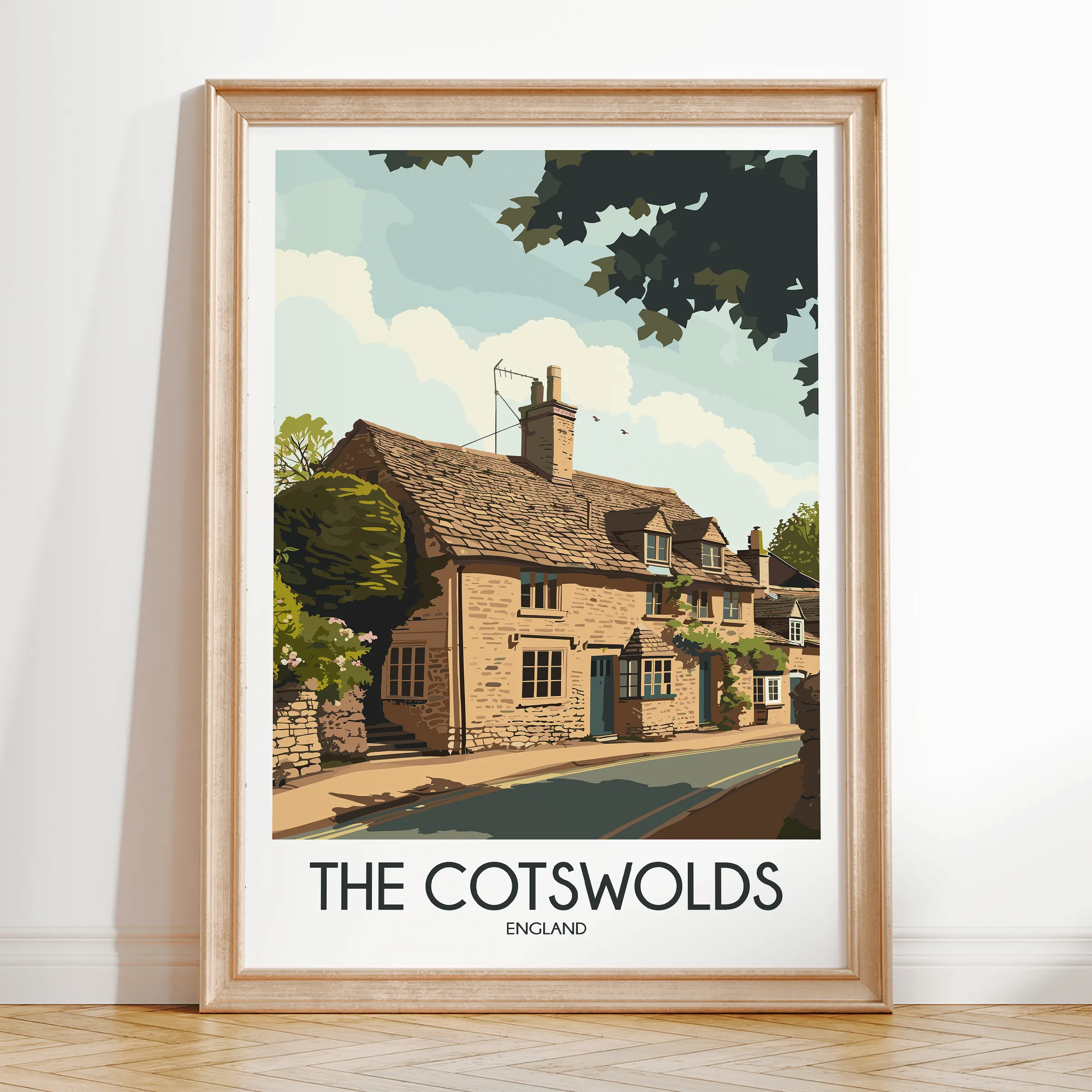 Cotswolds Retro Travel Illustration