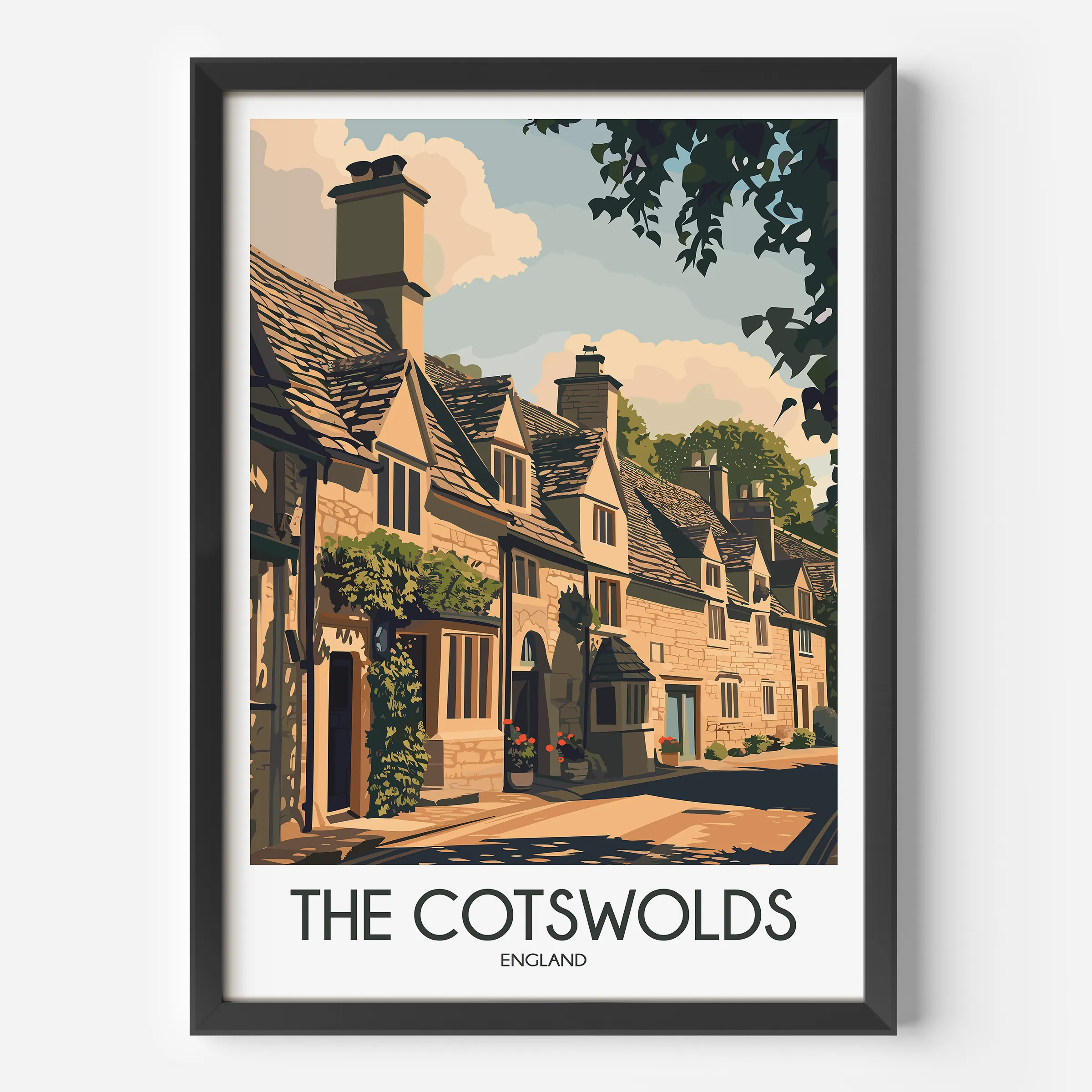 Cotswolds Retro Travel Illustration