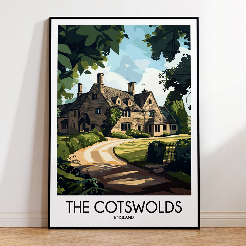 Cotswolds Retro Travel Illustration