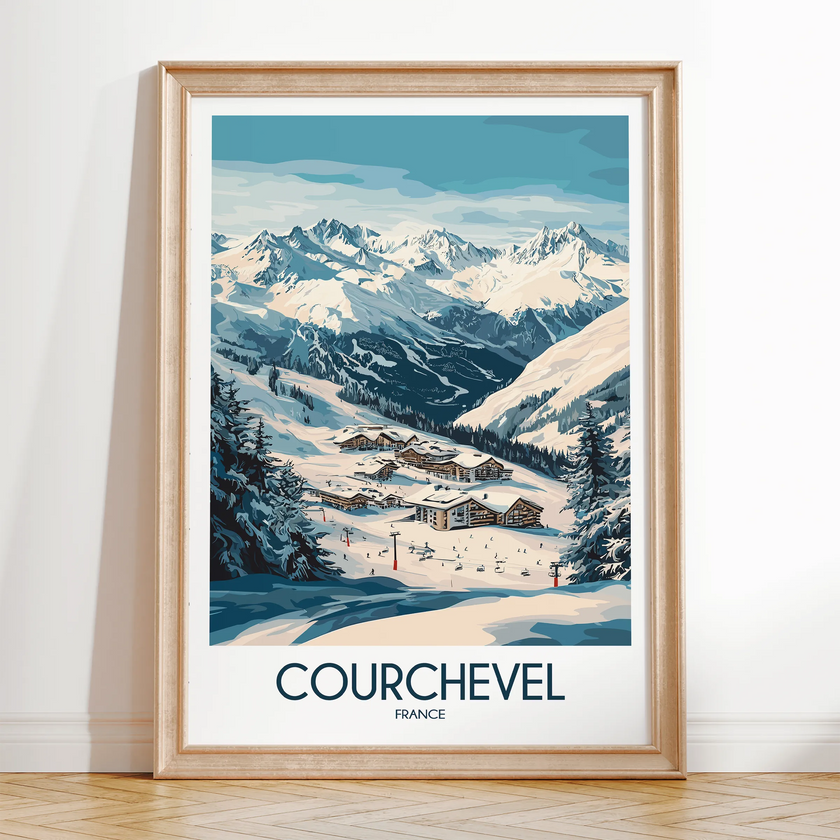 Courchevel Retro Travel Illustration