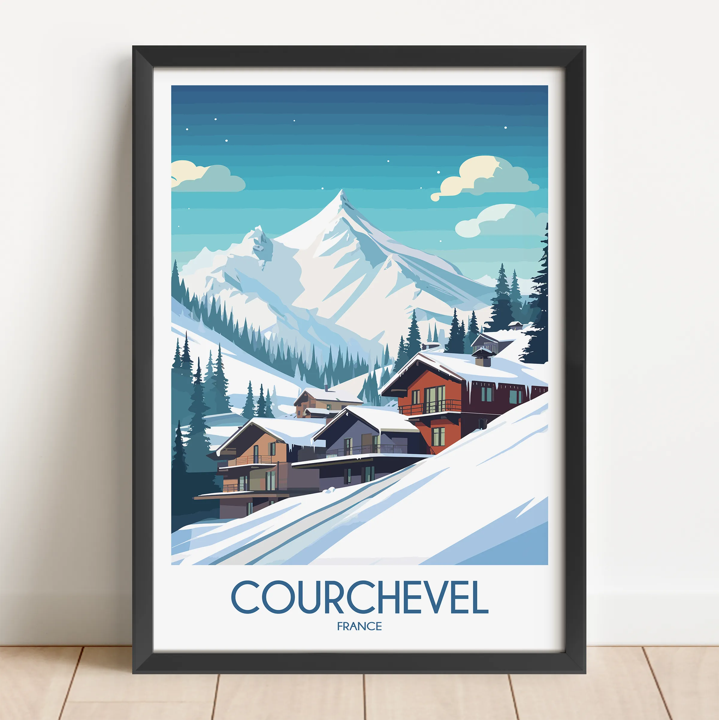 Courchevel Retro Travel Illustration