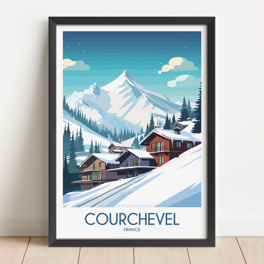 Courchevel Retro Travel Illustration