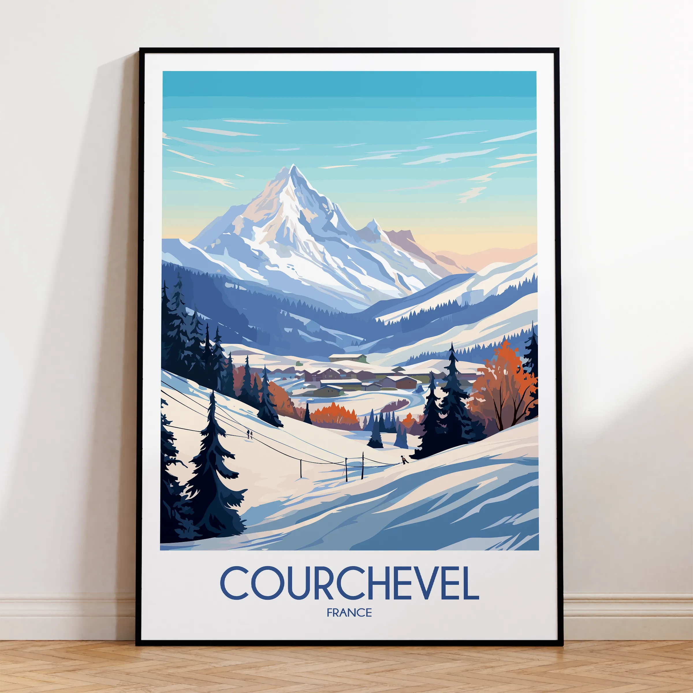 Courchevel Retro Travel Illustration