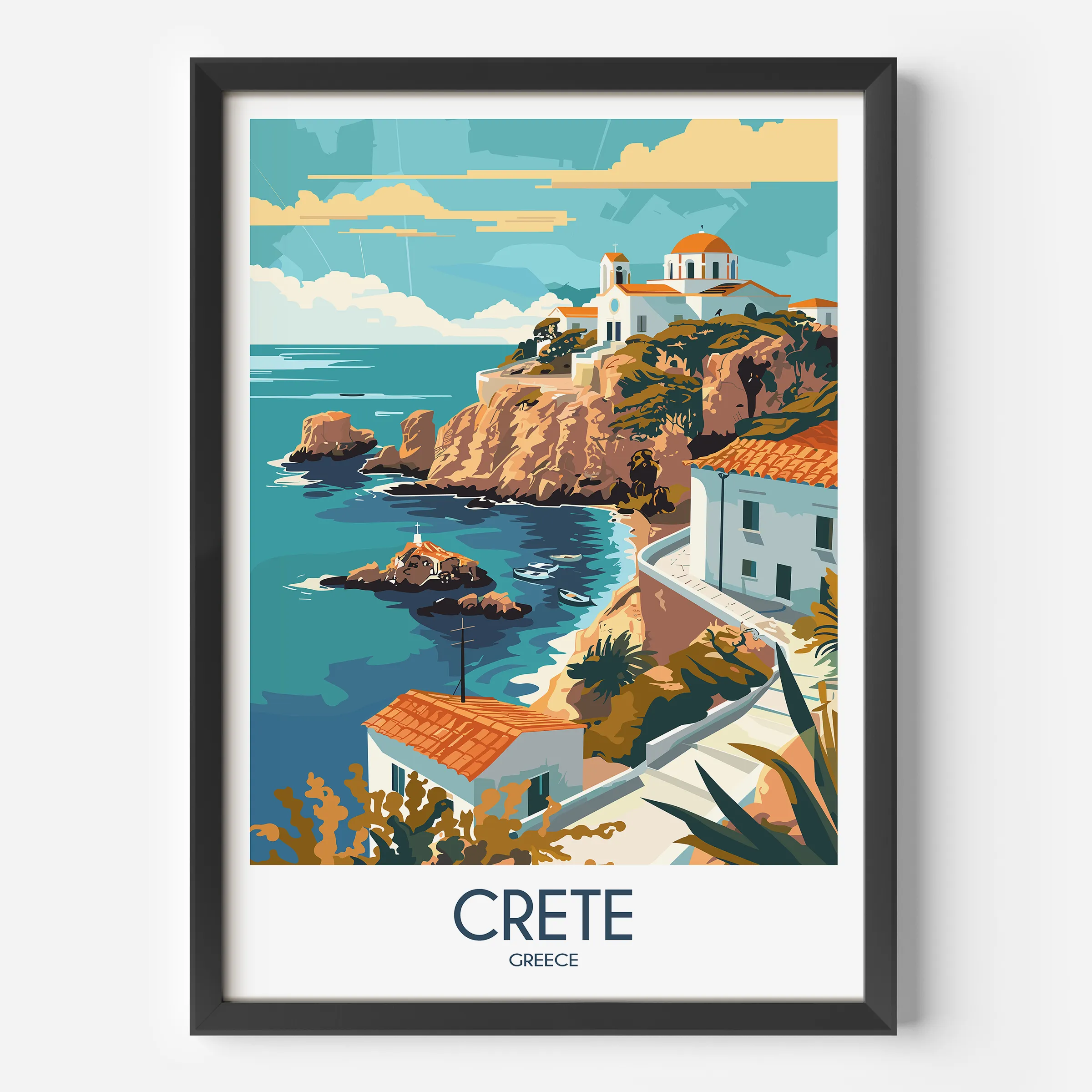 Crete Retro Travel Illustration