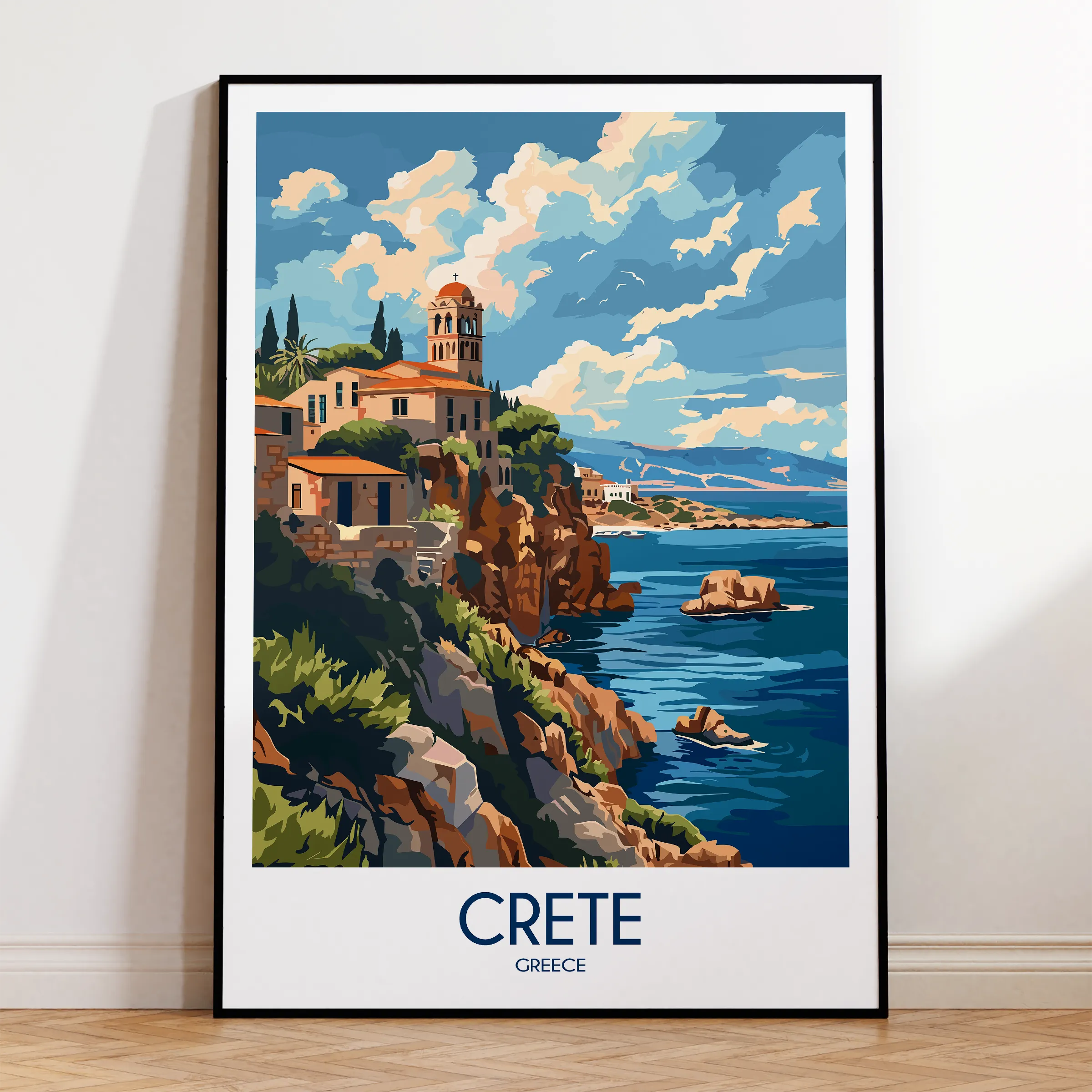 Crete Retro Travel Illustration