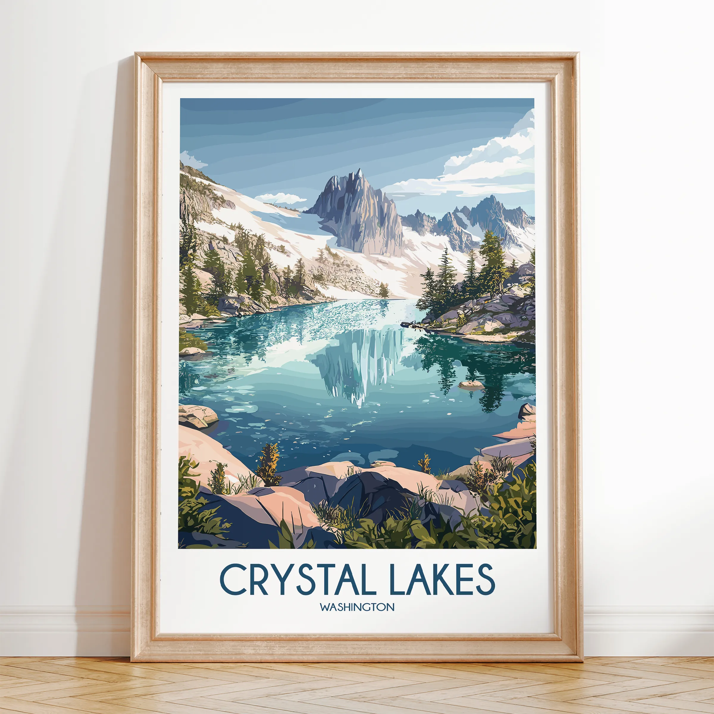 Crystal Lakes Retro Travel Illustration