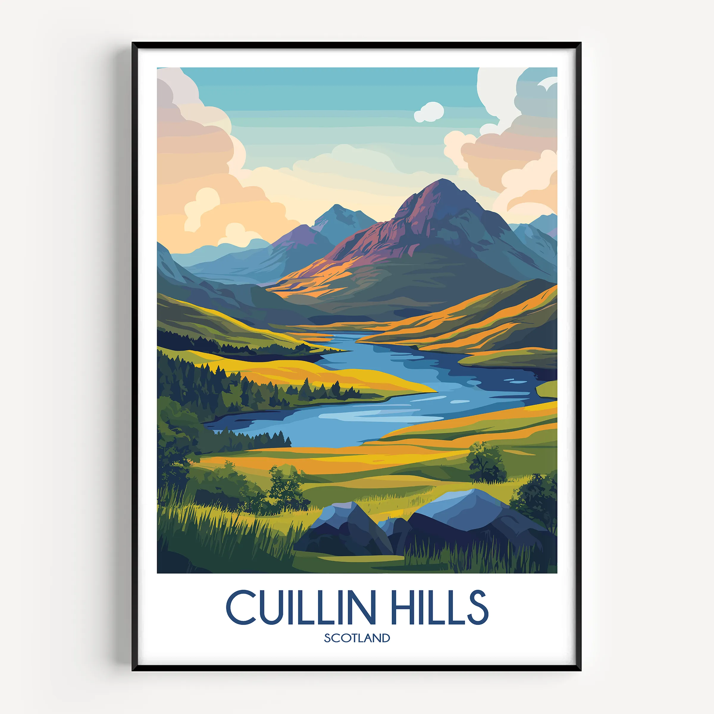 Cuillin Hills Retro Travel Illustration