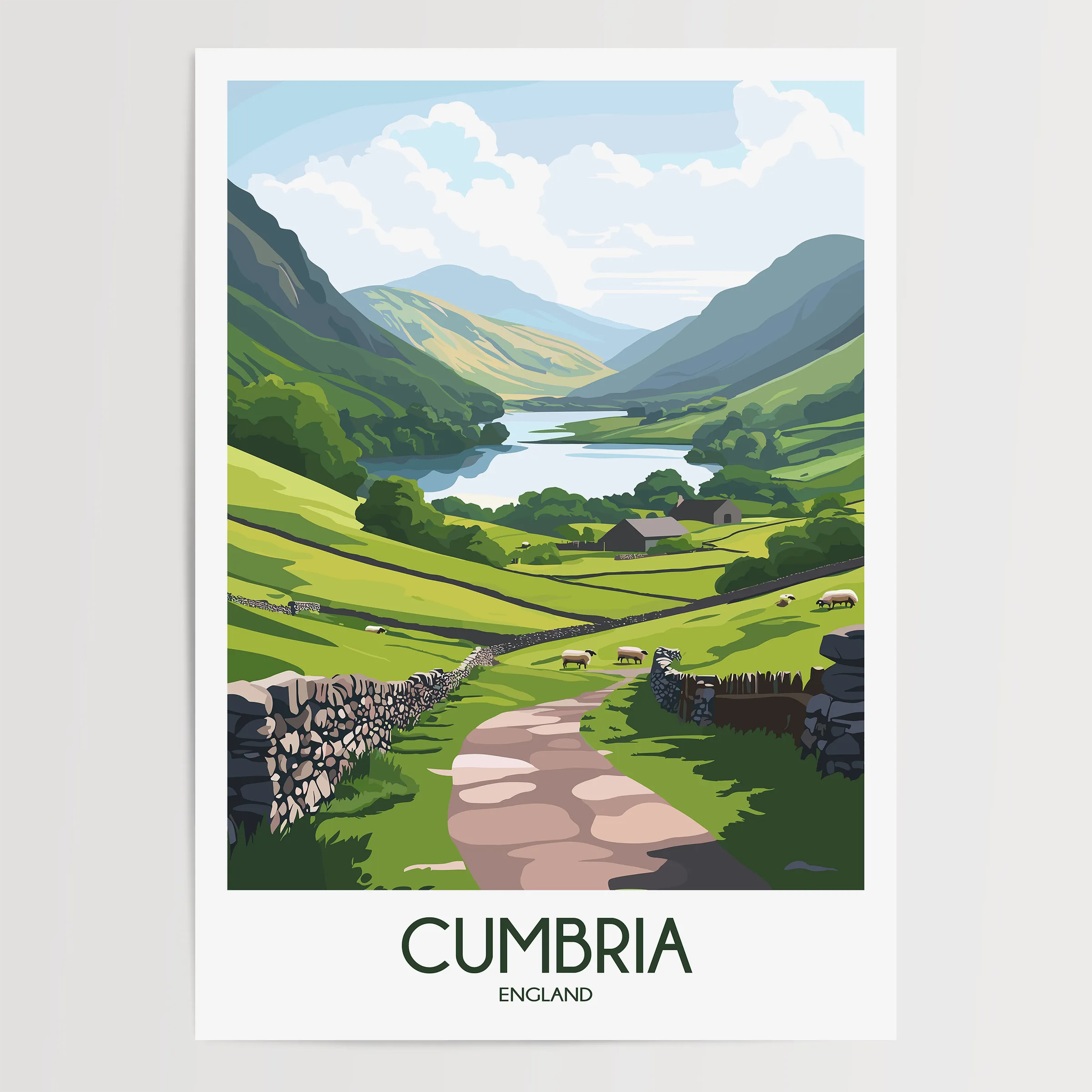 Cumbria Retro Travel Illustration