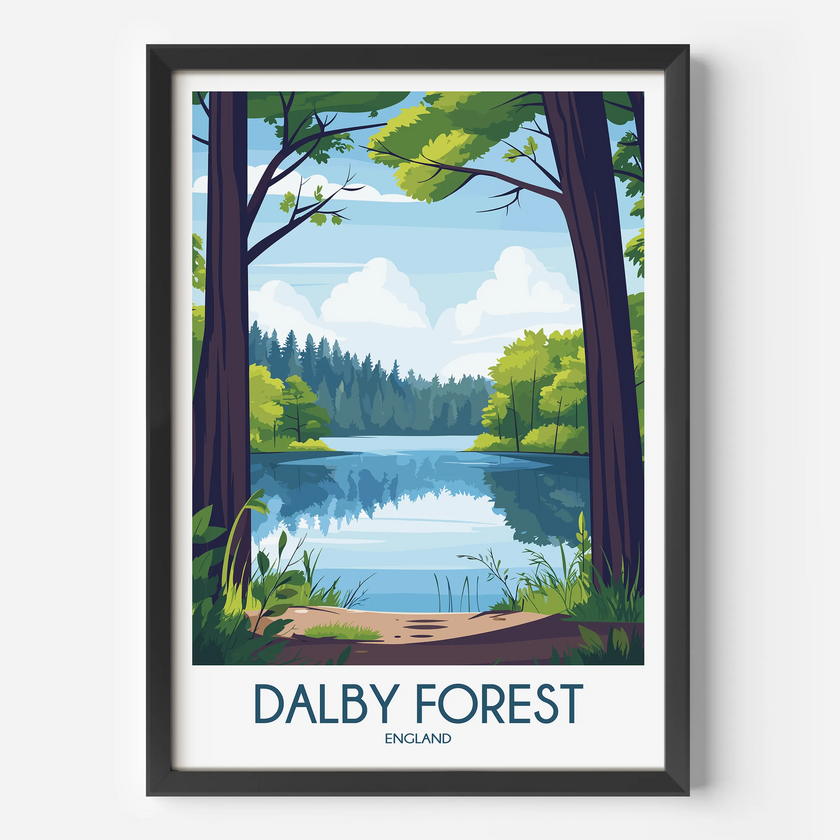 Dalby Forest Retro Travel Illustration