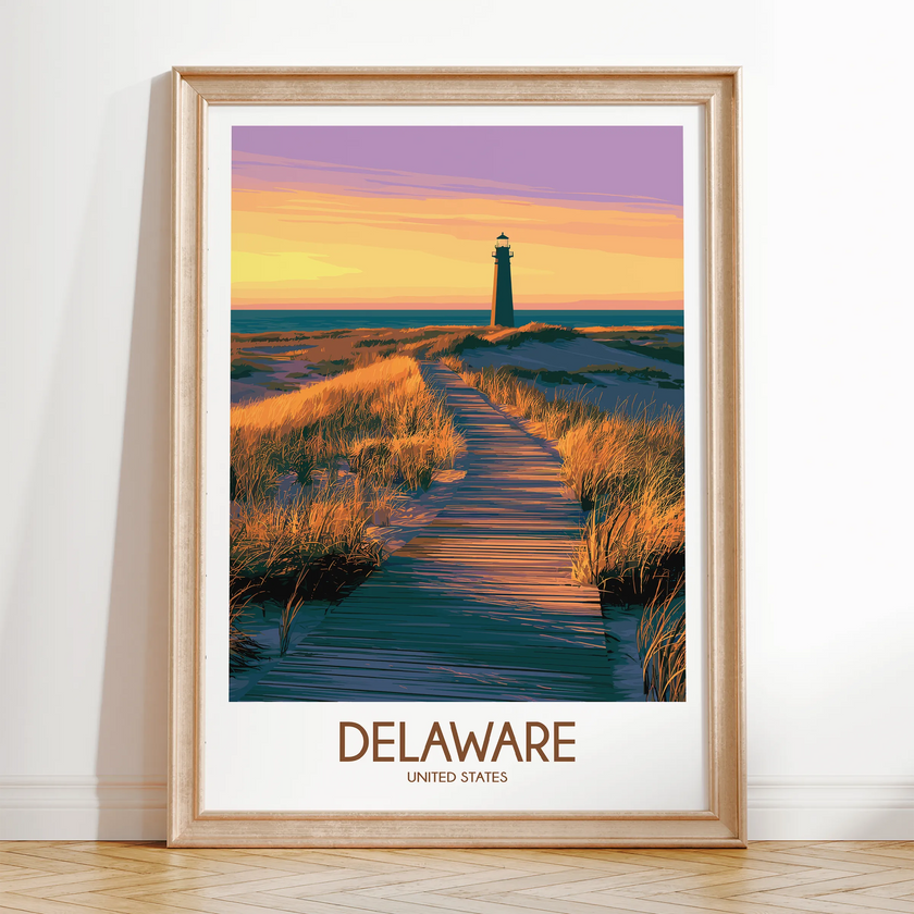 Delaware Retro Travel Illustration
