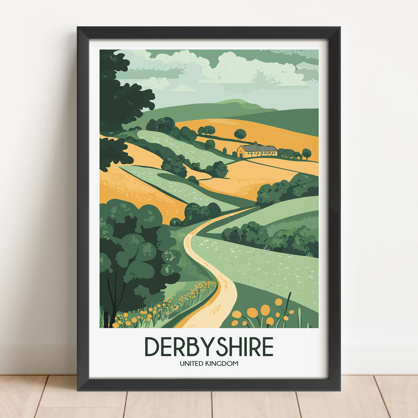 Derbyshire Modern Travel Poster