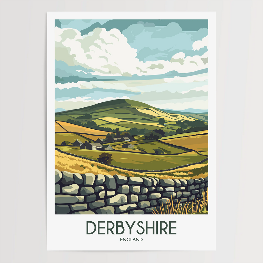 Derbyshire Retro Travel Illustration