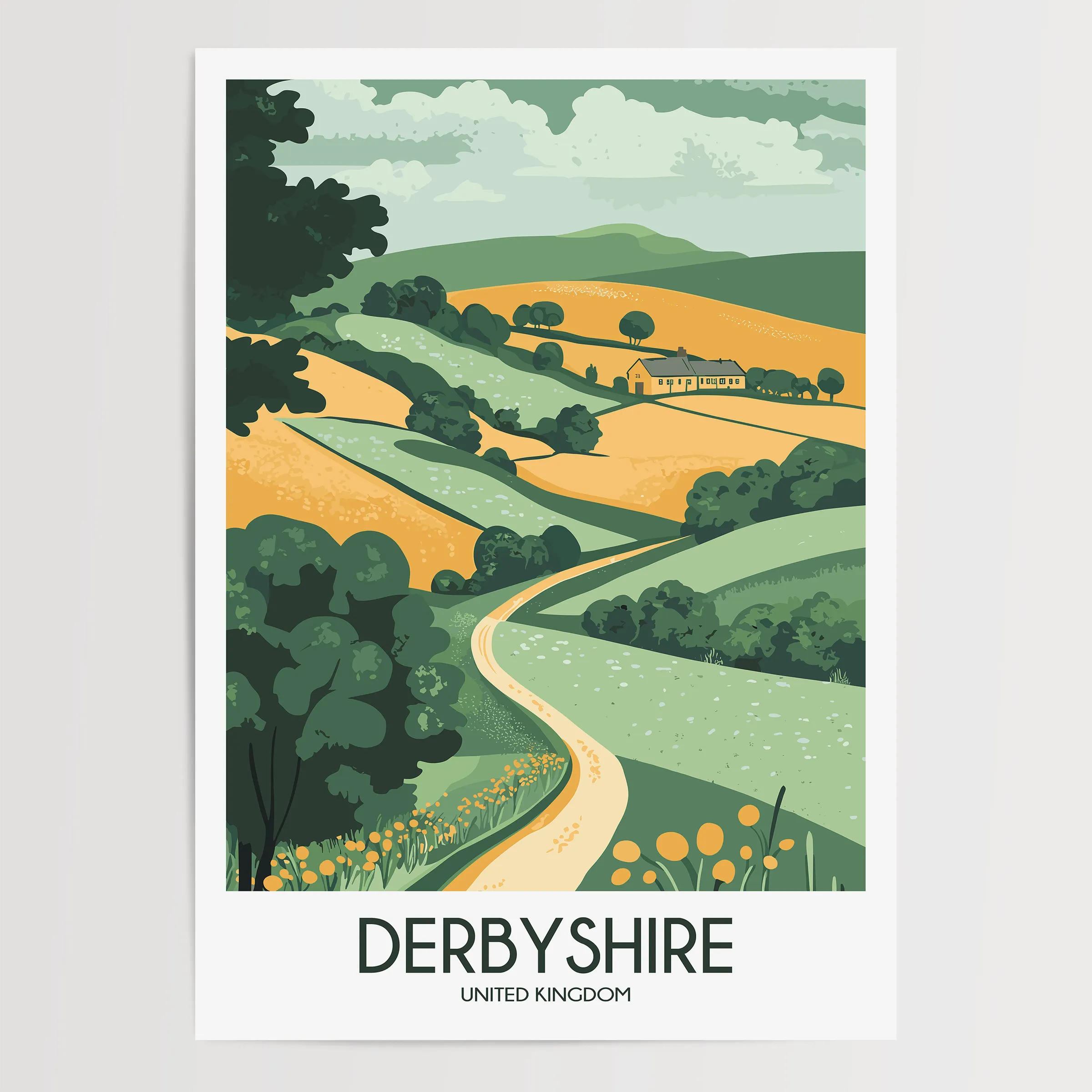 Derbyshire Retro Travel Illustration