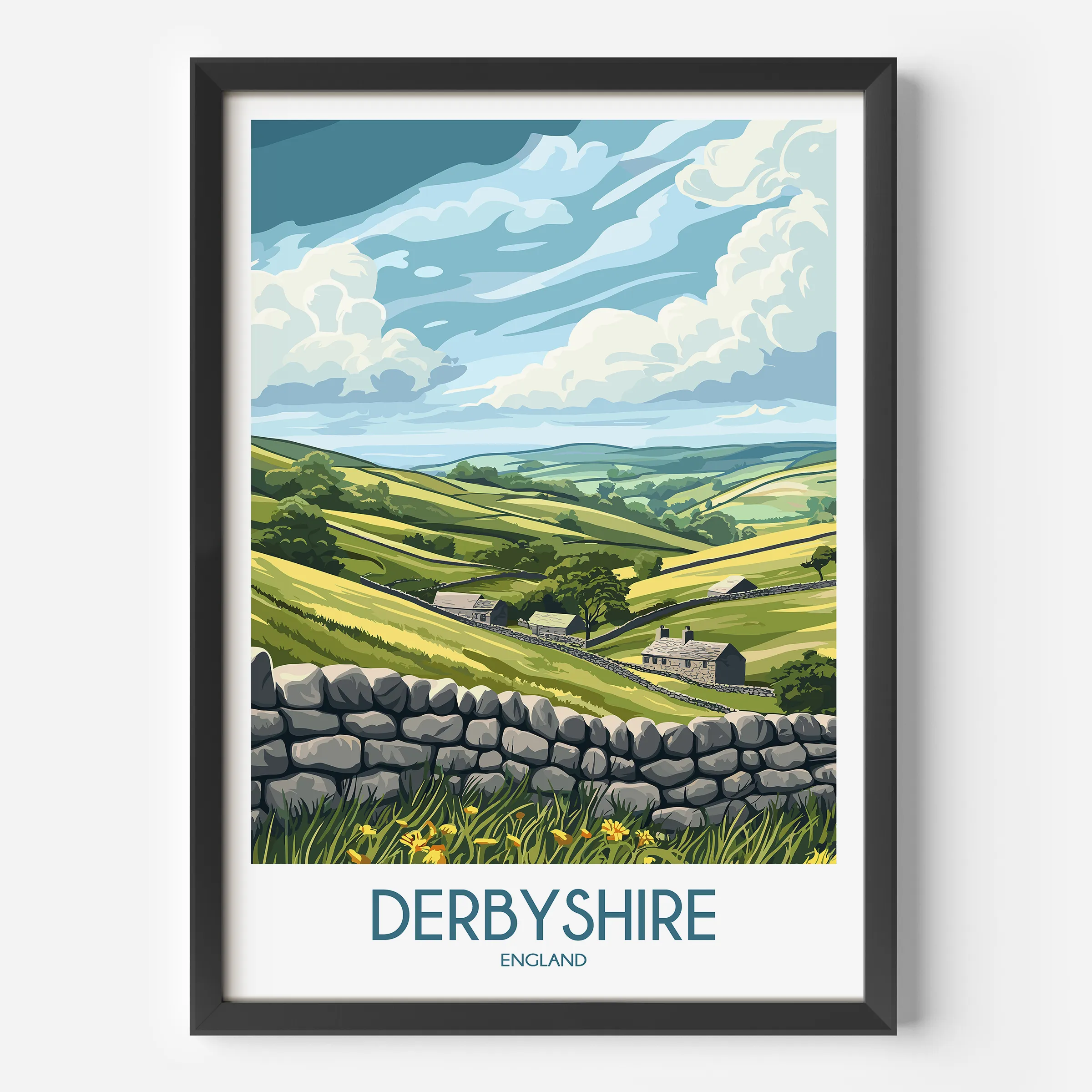 Derbyshire Retro Travel Illustration
