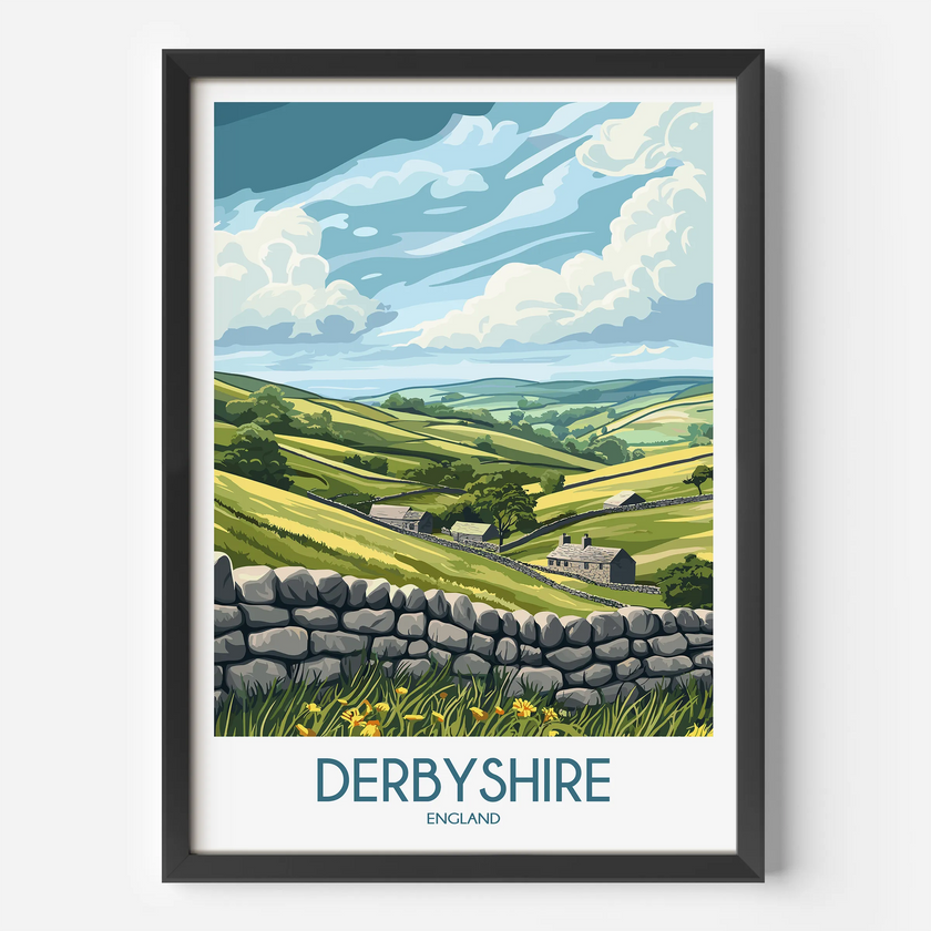 Derbyshire Retro Travel Illustration