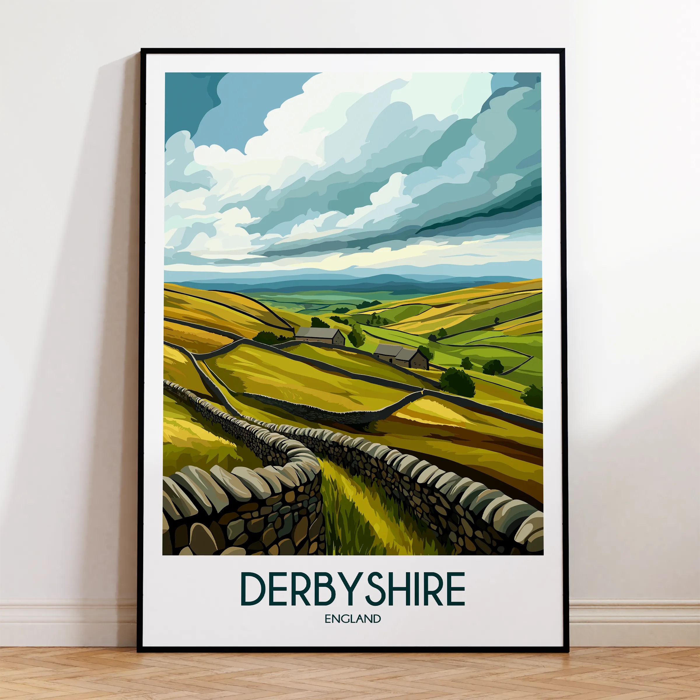 Derbyshire Retro Travel Illustration