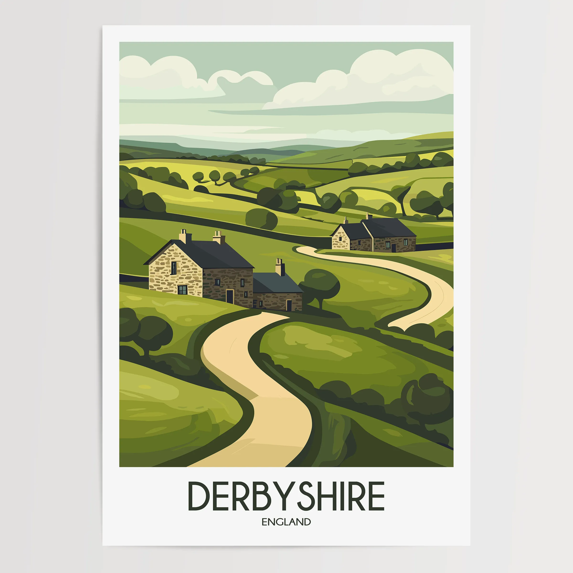 Derbyshire Vintage Style Print