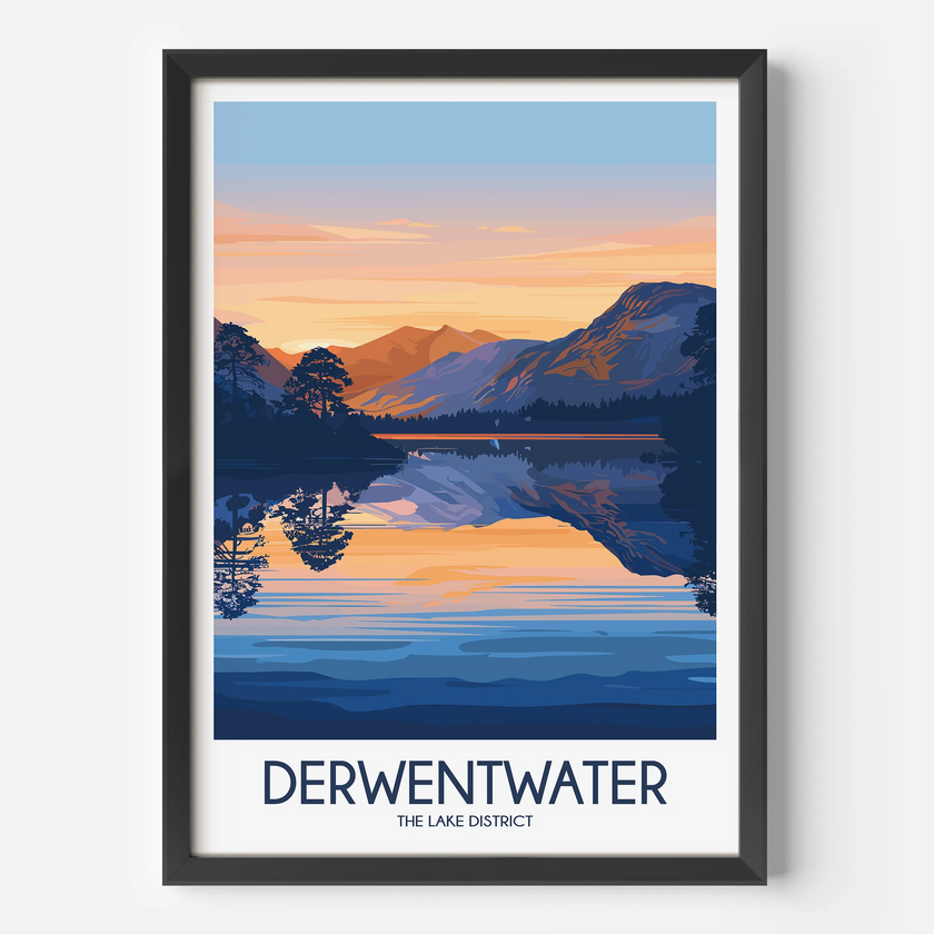 Derwentwater Modern Travel Poster