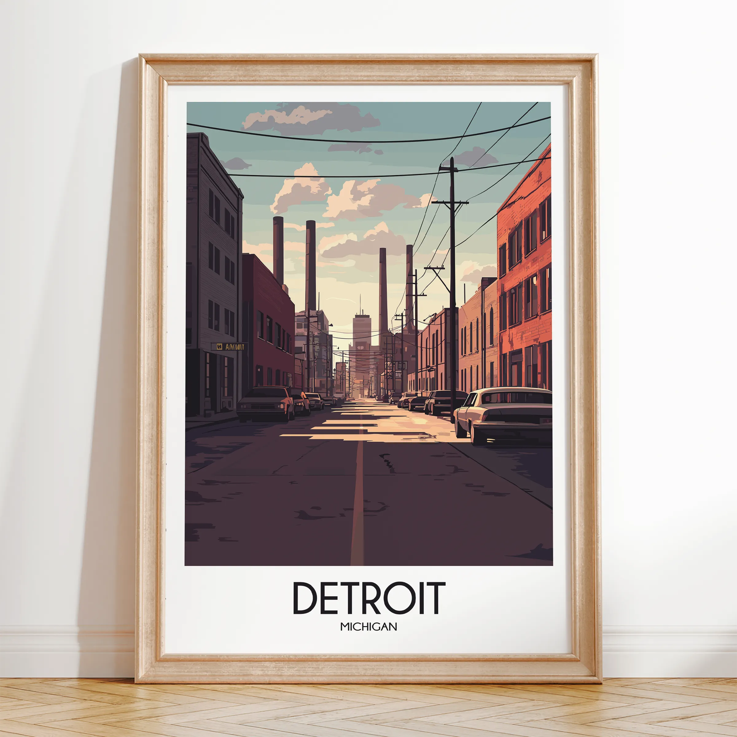Detroit Retro Travel Illustration