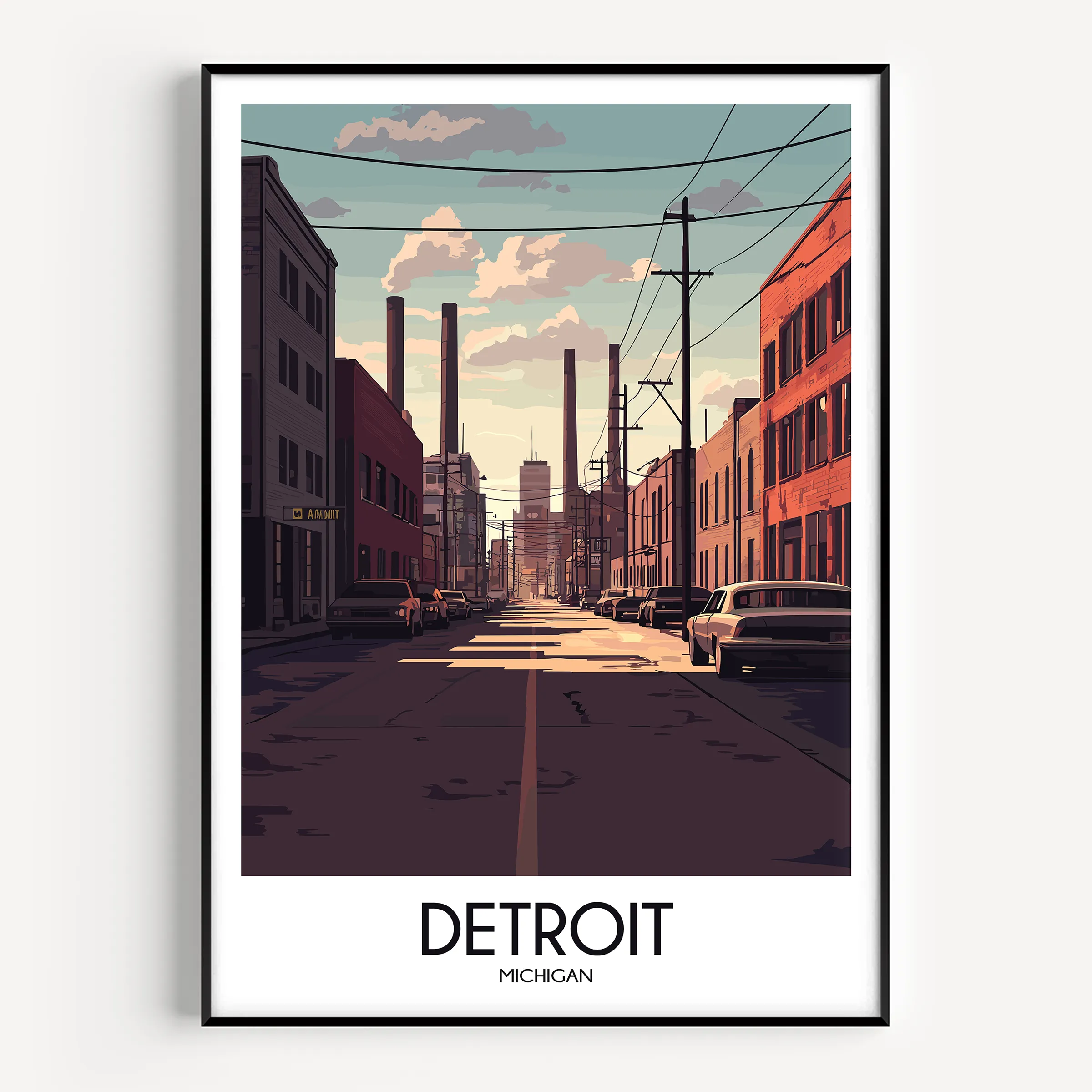 Detroit Vintage Style Print