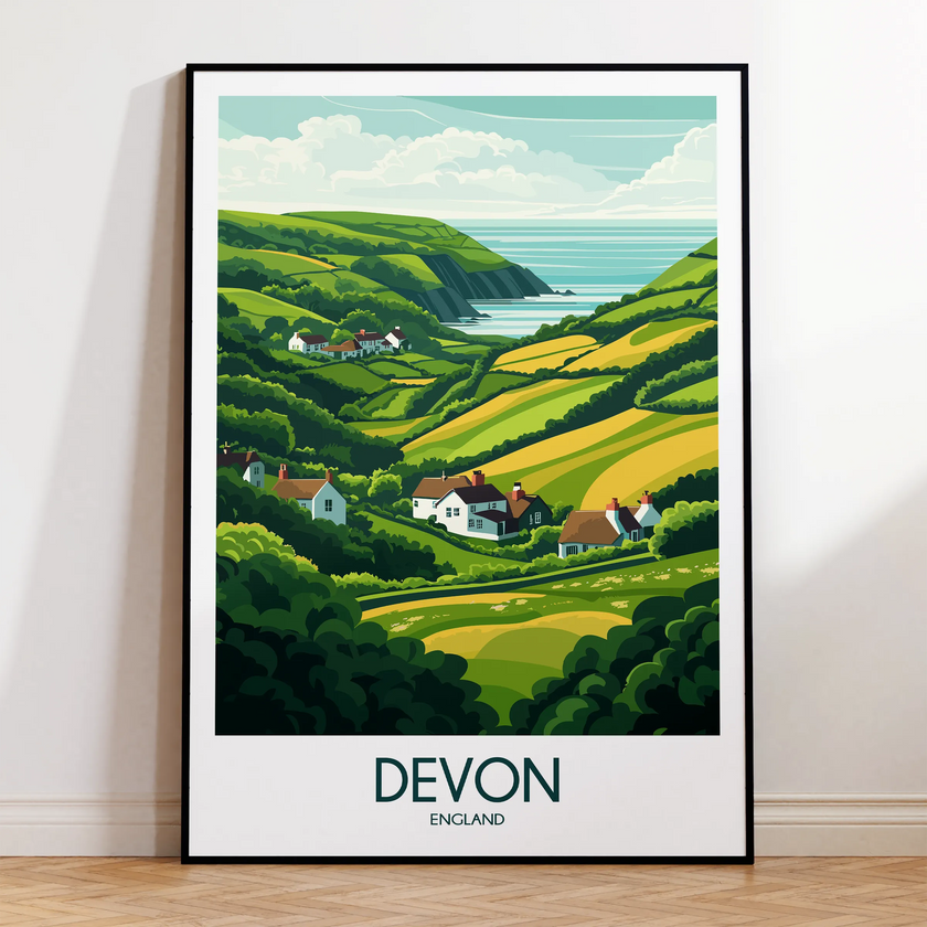 Devon Retro Travel Illustration