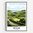 Devon Retro Travel Illustration
