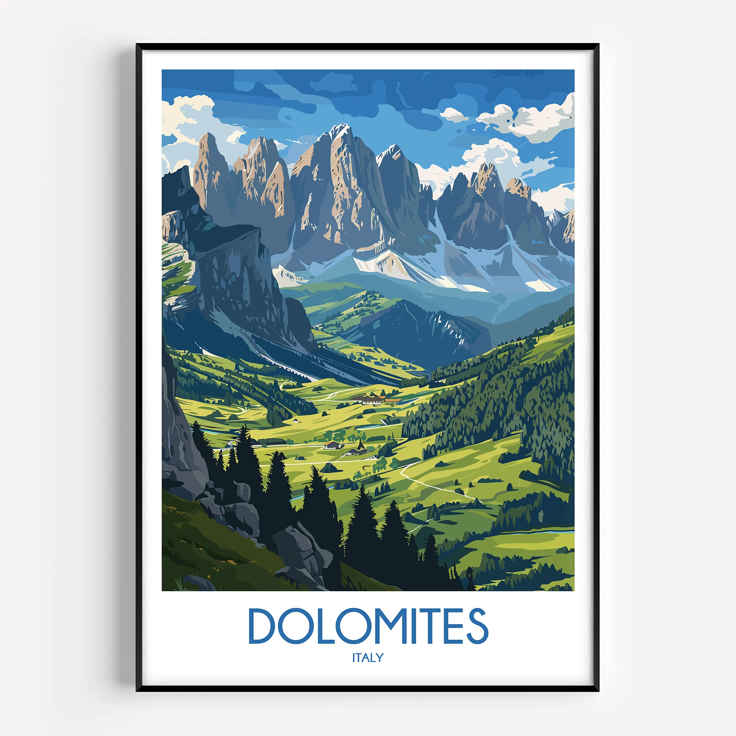 Dolomites Retro Travel Illustration
