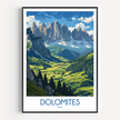 Dolomites Retro Travel Illustration