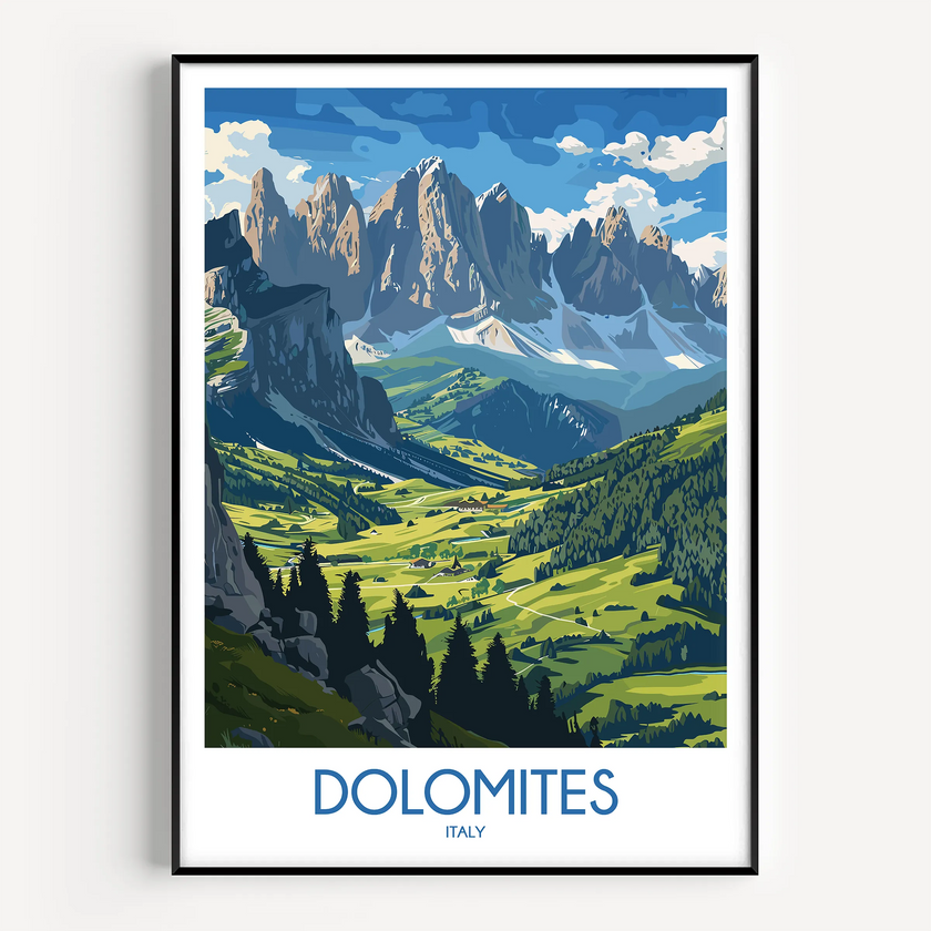 Dolomites Retro Travel Illustration