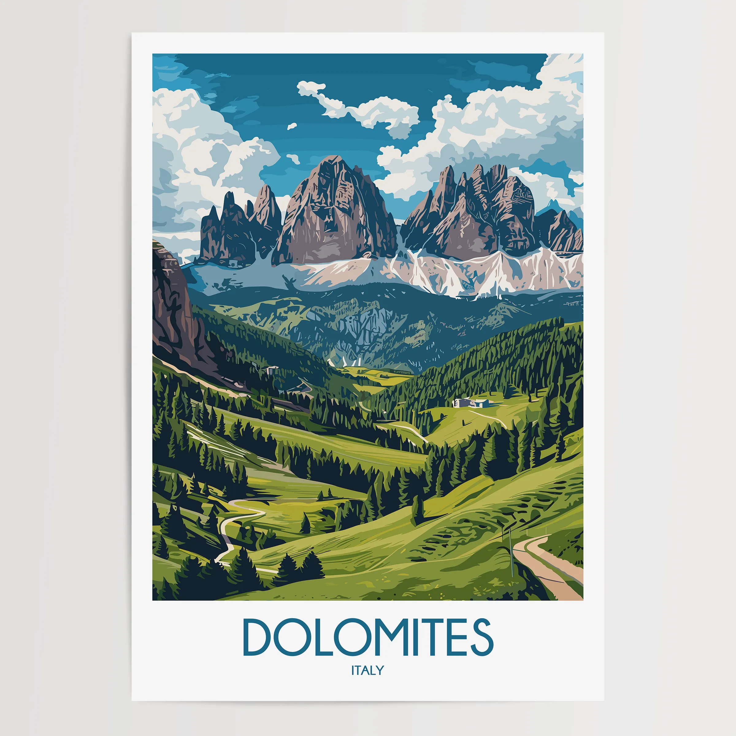 Dolomites Vintage Style Print