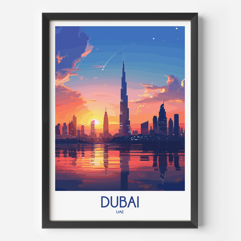 Dubai Retro Travel Illustration