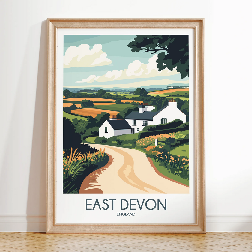 East Devon Retro Travel Illustration