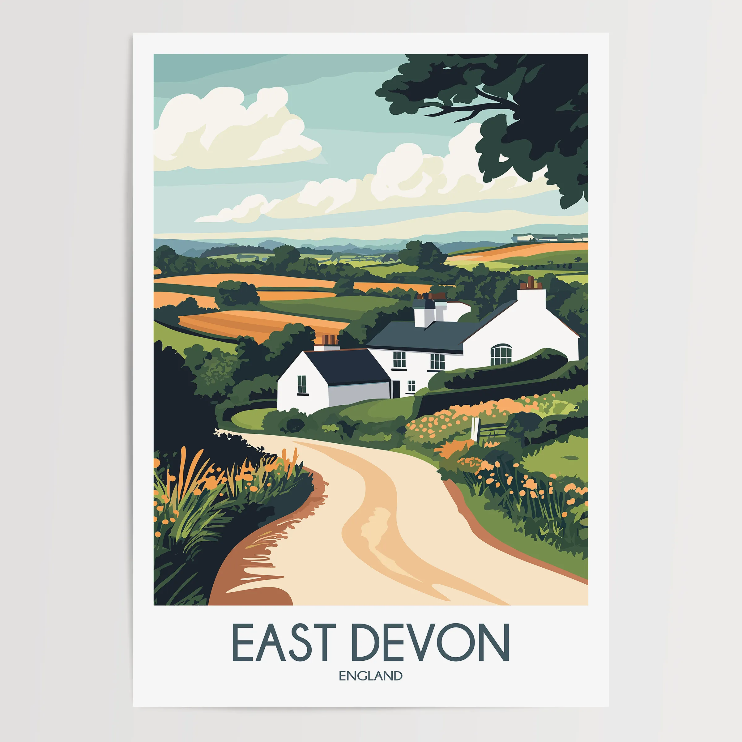 East Devon Vintage Style Print