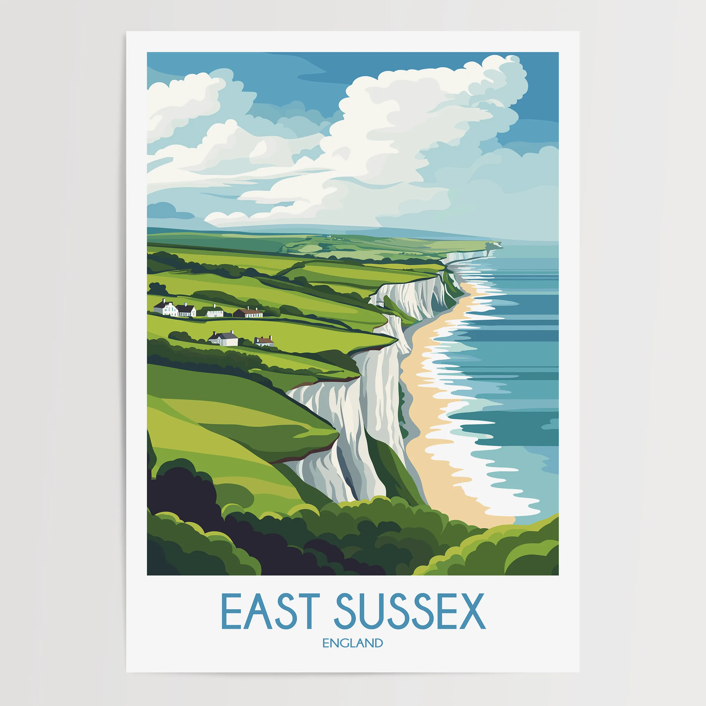 East Sussex Vintage Style Print