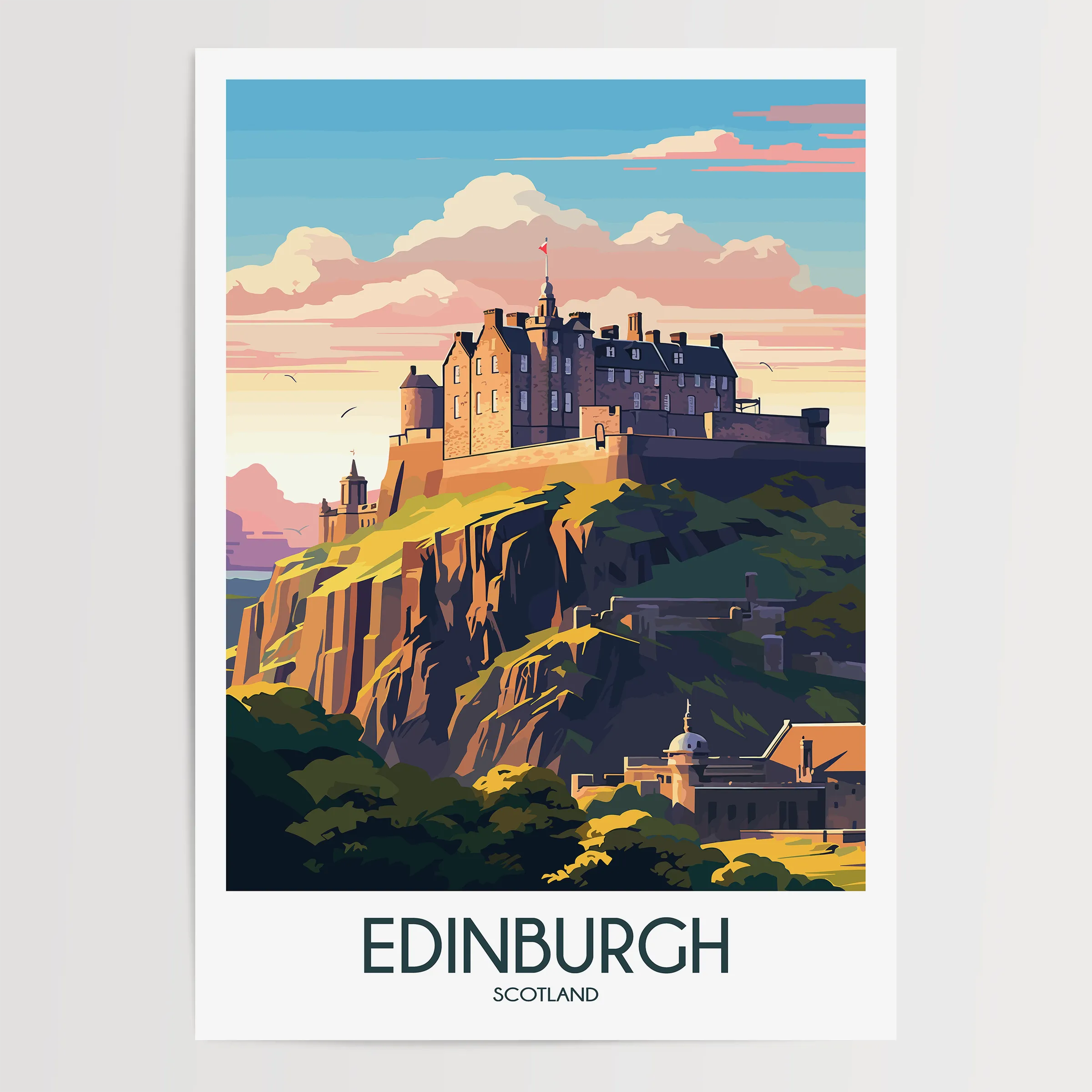 Edinburgh Retro Travel Illustration
