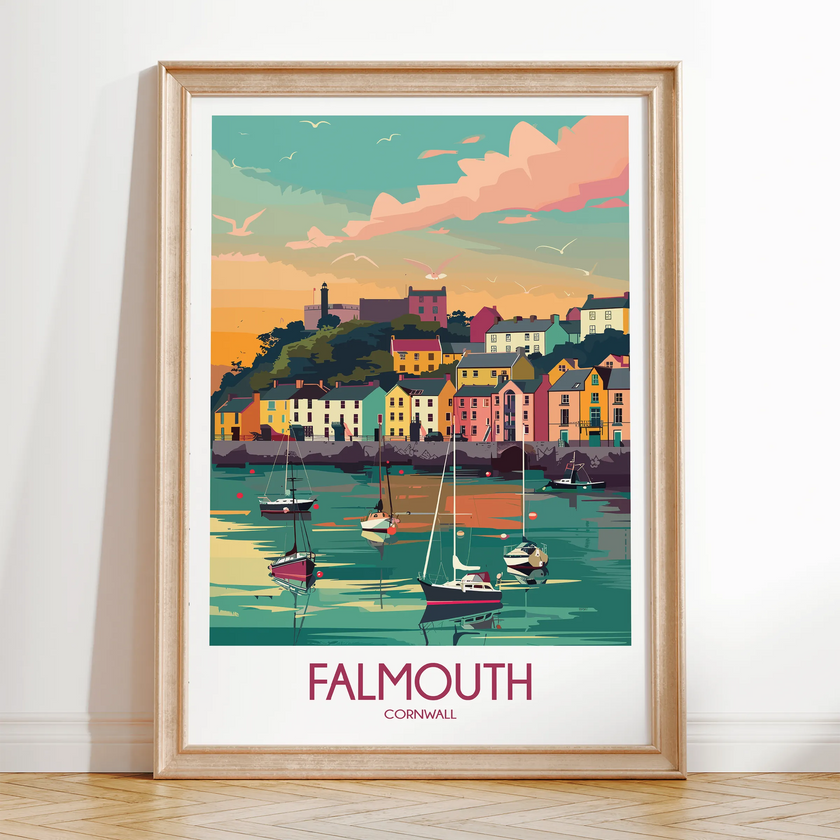 Falmouth Retro Travel Illustration
