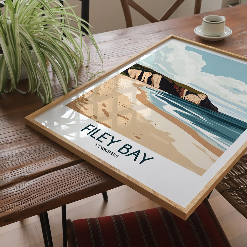 Filey Bay Retro Travel Illustration