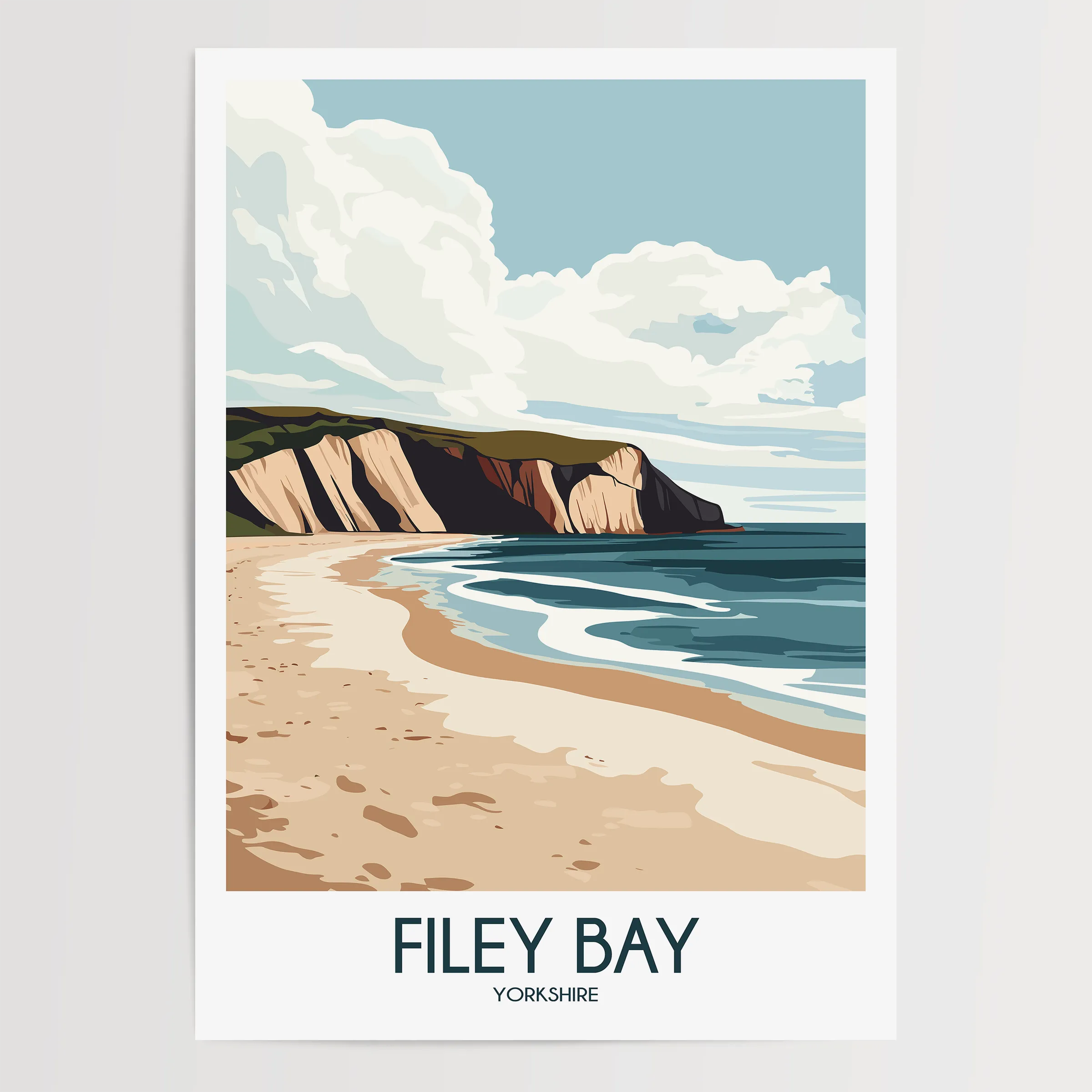 Filey Bay Souvenir Poster Print