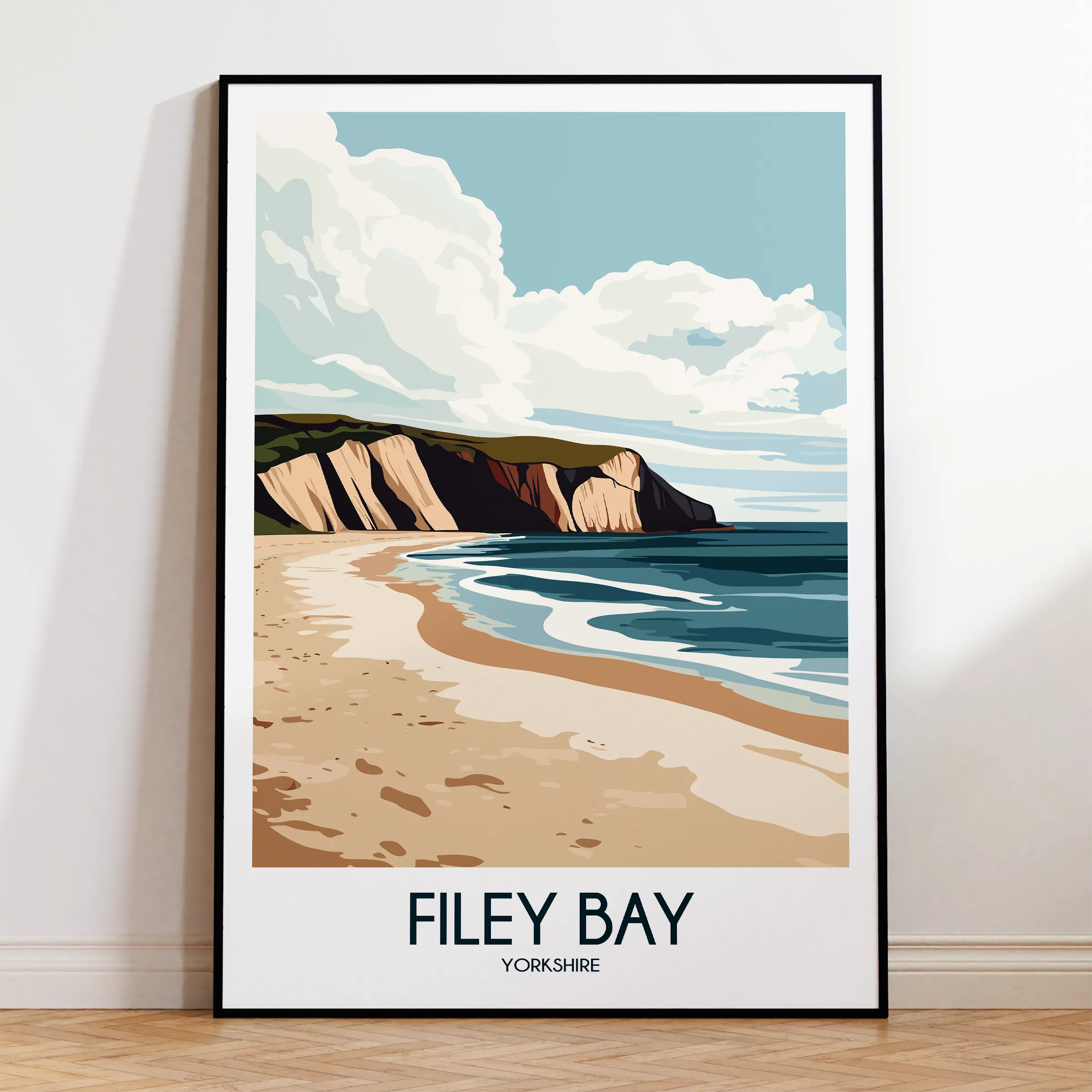 Filey Bay Vintage Style Print